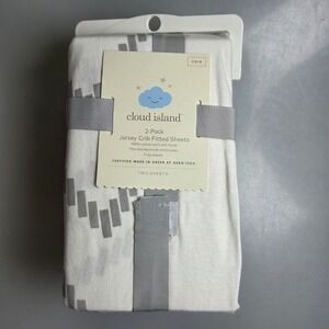 Cloud Island 2-Pack‎ Jersey Crib Fitted Sheets Chevron Solid White 100% Cotton